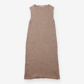 Midi Dress Taupe Pure Cashmere Sleeveless Knit