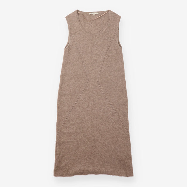 Midi Dress Taupe Pure Cashmere Sleeveless Knit