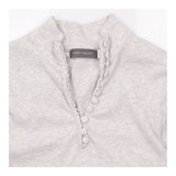 Ribbed Top in Grey with Covered Button Neckline