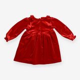 Dress red velour LS collar