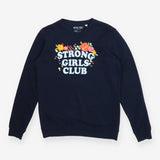 Navy crewneck floral embroidered strong girls club