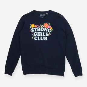 Navy crewneck floral embroidered strong girls club