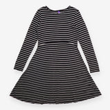 Maternity Dress Black White Stripe Long Sleeve