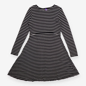 Maternity Dress Black White Stripe Long Sleeve