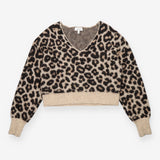 Jumper Leopard Print Mohair Wool Blend V Neck
