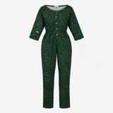 Emerald Green Black Animal Spot Print Button Front