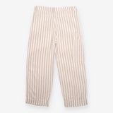 Linen Trousers Neutral Stripe Straight Leg