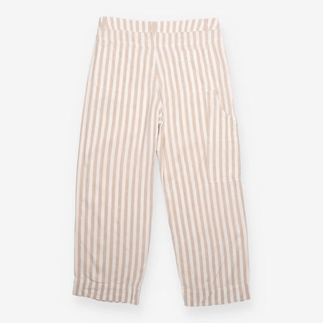Linen Trousers Neutral Stripe Straight Leg