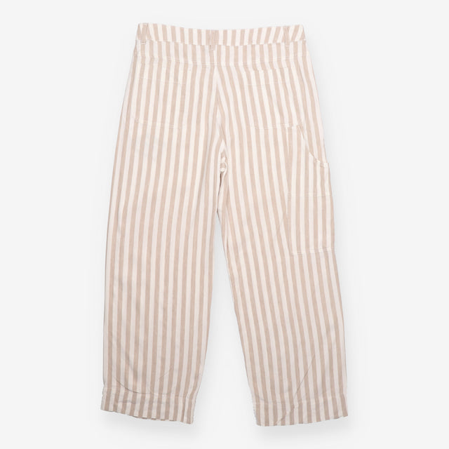 Linen Trousers Neutral Stripe Straight Leg