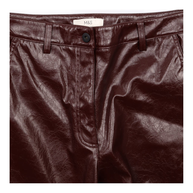 Trousers Burgundy Faux Leather High Waisted Barrel