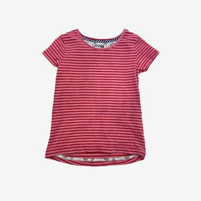 Pink SS Tee with Red Stripe