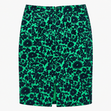 Floral Print Textured Cotton A-Line Skirt Green Na