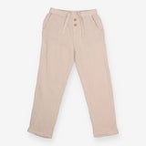 Trousers muslin taupe wood buttons