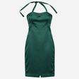 Midi Dress Emerald Green Silk Halter Neck