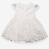 Dress white net skirt embroidered bunches of flowe