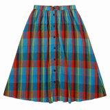 Skirt Pebble Drop Check Seersucker Cotton Midi