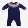 Romper knit reindeer fairisle blue