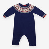 Romper knit reindeer fairisle blue