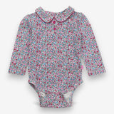 Bodysuit long sleeve collar floral