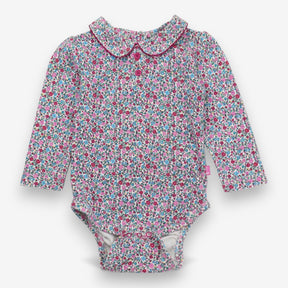 Bodysuit long sleeve collar floral