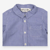 Blue and white check shirt