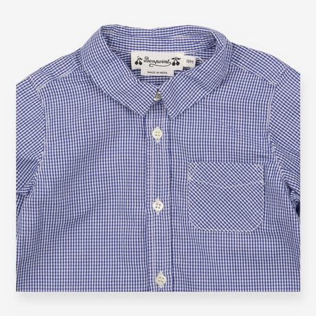 Blue and white check shirt
