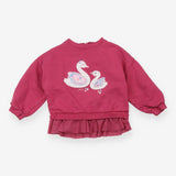 Sweater jersey dark Pink swans tuille frill