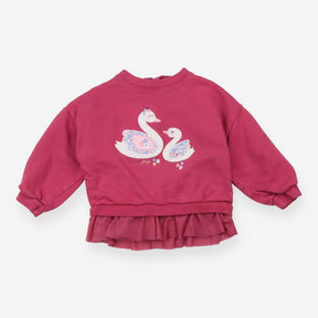 Sweater jersey dark Pink swans tuille frill