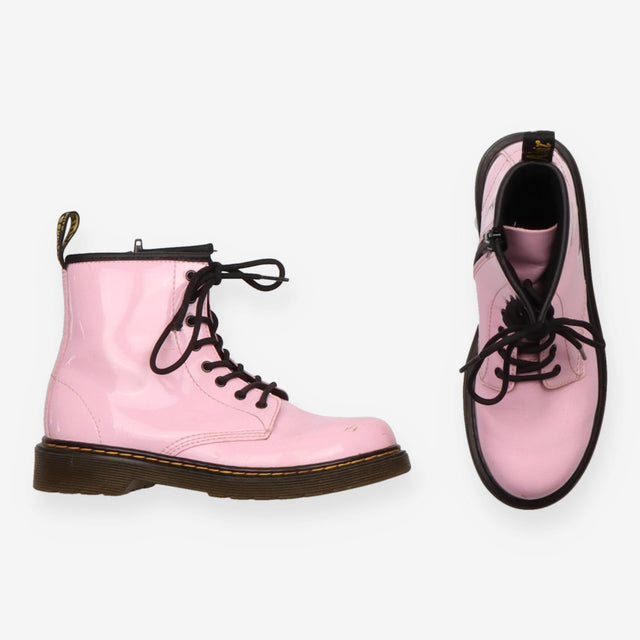 Pink Patent Lace Up Ankle Boots