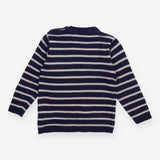 Knit sweater blue striped bird