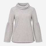 Roll Neck Jumper Light Grey Gold Metallic Fleck Lo