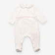 Sleepsuit white collar pink piping