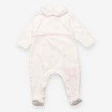 Sleepsuit white collar pink piping