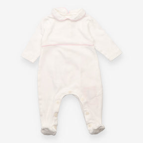 Sleepsuit white collar pink piping