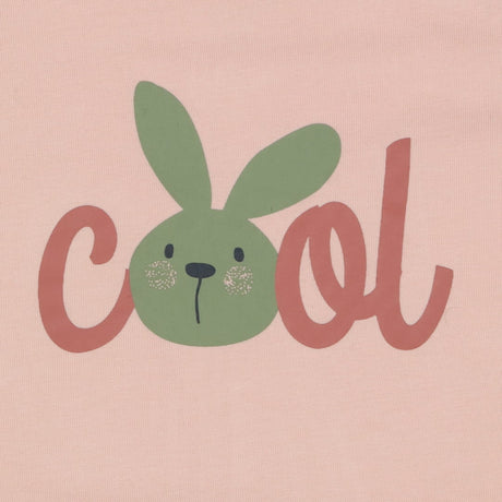 Pink T Shirt Long Sleeves Cool Slogan Green Bunny