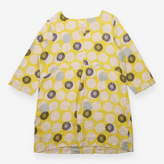 Dress Mustard Yellow Geometric Print 3/4 Sleeve Po