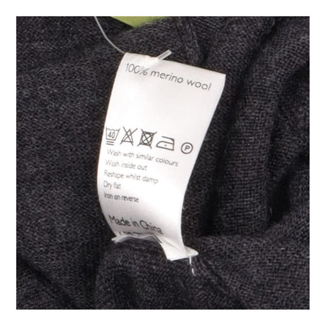 Charcoal Grey 100% Merino Wool Fine Knit Open Fron