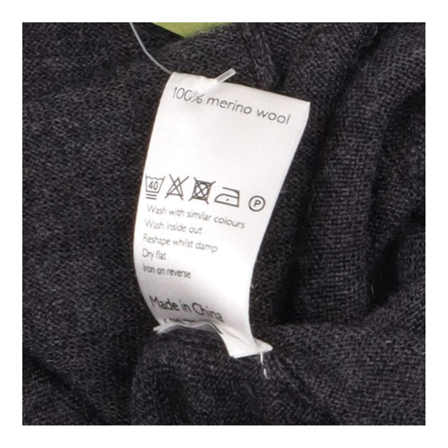 Charcoal Grey 100% Merino Wool Fine Knit Open Fron