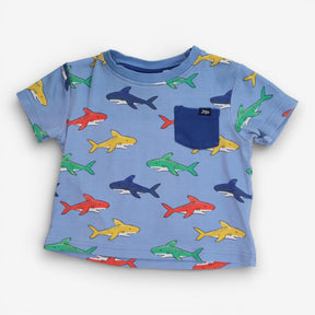 T-shirt blue with sharks