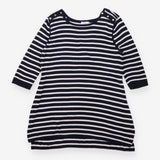 Tunic Top Navy White Breton Stripe Gold Button Mat