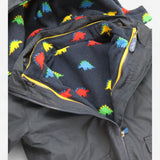 Raincoat navy detachable dinosaur fleece lined