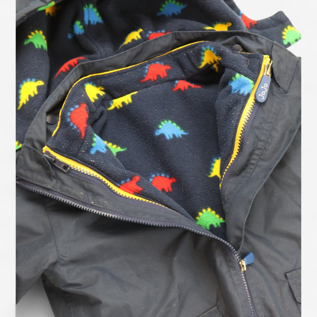 Raincoat navy detachable dinosaur fleece lined
