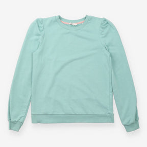 Sweatshirt Mint Green Puff Shoulder Crew Neck