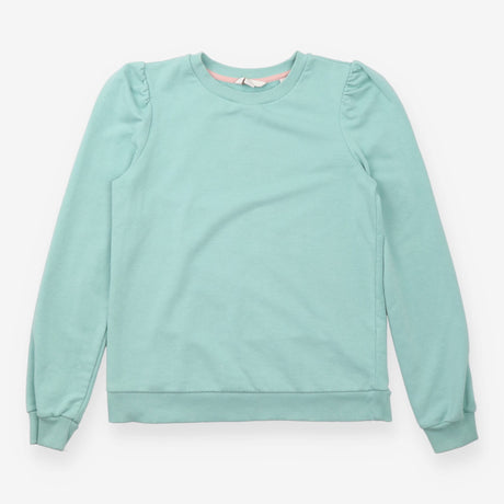 Sweatshirt Mint Green Puff Shoulder Crew Neck