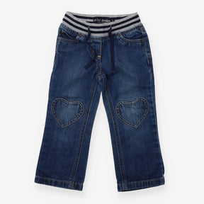 Jeans navy and grey waistband with heart knees