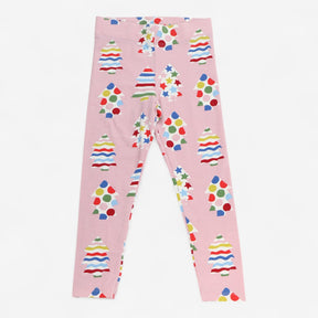 Leggings Pink with Multicoloured Christmas Trees