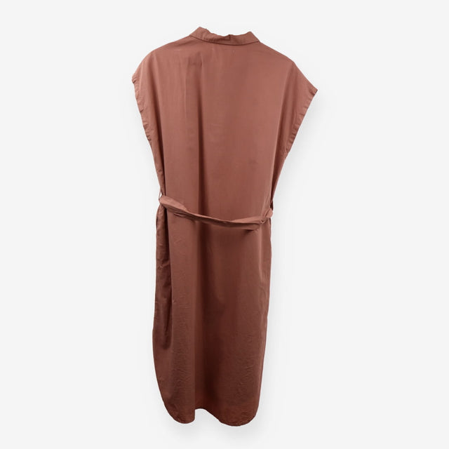 Terracotta Belted Sleeveless Shirt Dress