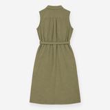 Maxi Shirt Dress in Khaki with Tie Waist and Pocke