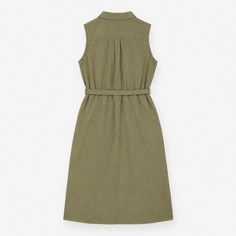 Maxi Shirt Dress in Khaki with Tie Waist and Pocke
