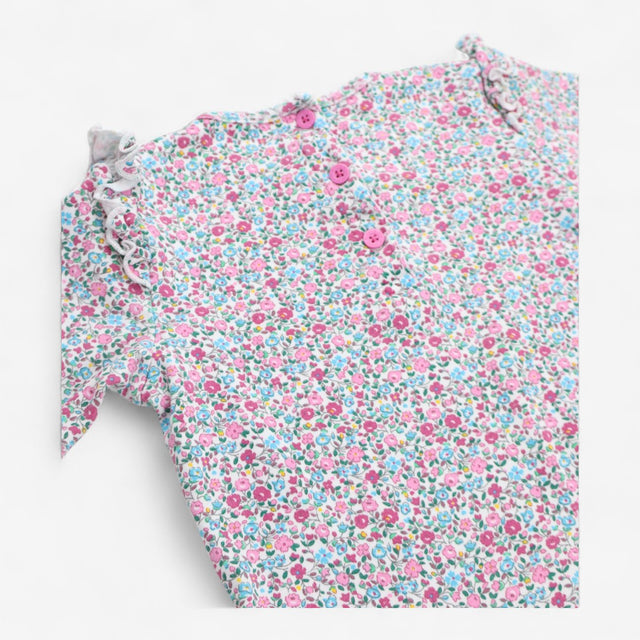 T-Shirt Long Sleeve Ditsy Floral with Frilly Shoul